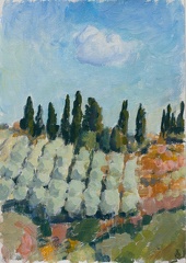 Toskanische Landschaft mit Zypressen